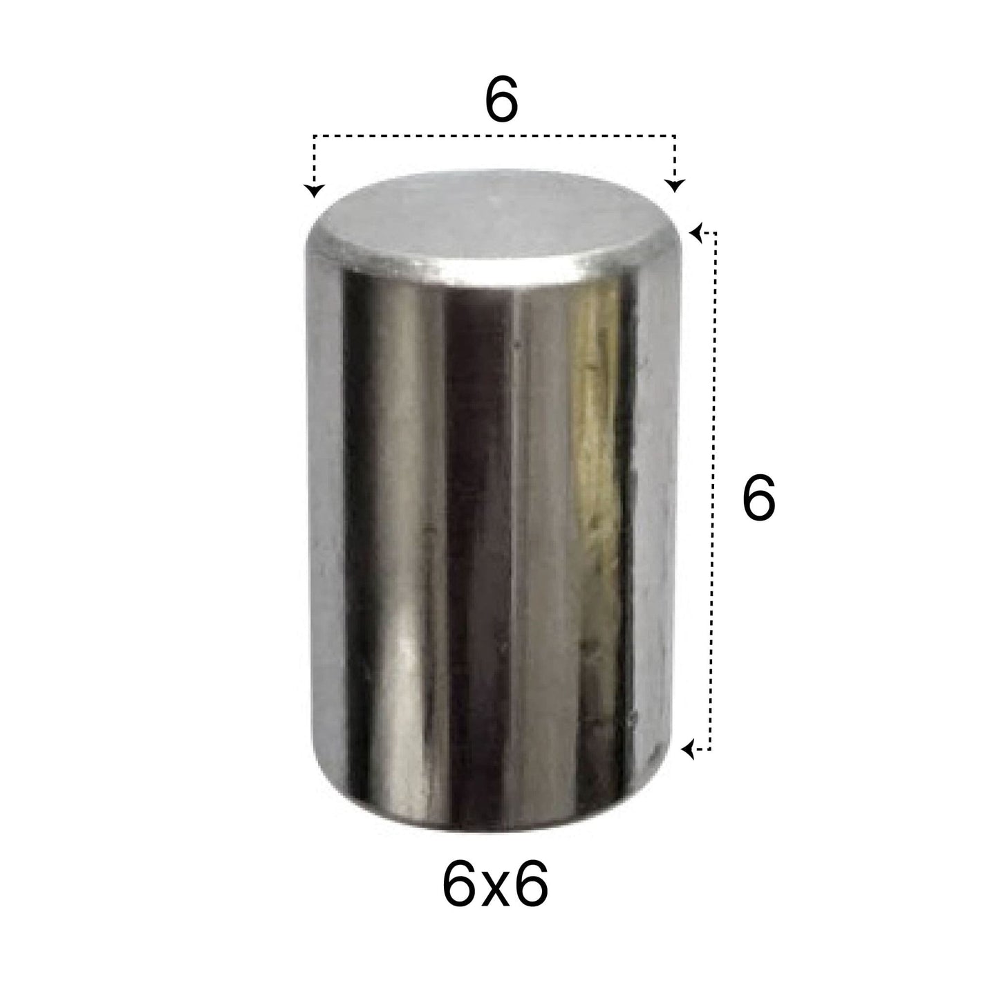 Cylindrical roller pin 6×6 mm bearing-grade chrome steel